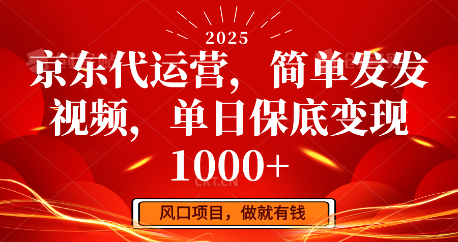 京东代运营，简单发发视频，单日保底变现1000+-南友云赚