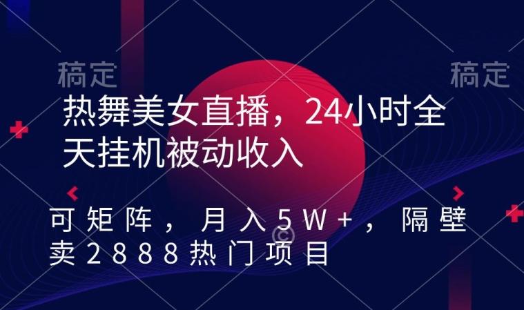 热舞美女直播，24小时全天挂机被动收入，可矩阵，月入5W+，隔壁卖2888热门项目【揭秘】-南友云赚