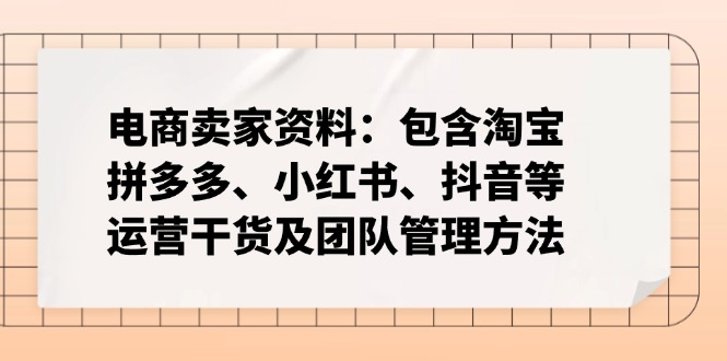 电商卖家资料：包含淘宝、拼多多、小红书、抖音等运营干货及团队管理方法-南友云赚