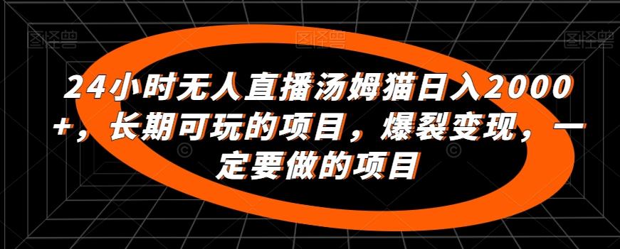 24小时无人直播汤姆猫日入2000+，长期可玩的项目，爆裂变现，一定要做的项目【揭秘】-南友云赚