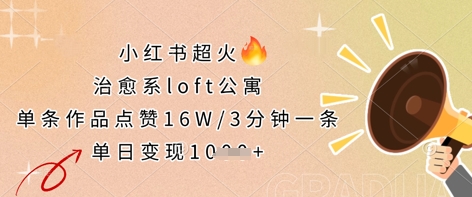 小红书超火的治愈系loft公寓，单条作品点赞16W，3分钟一条，单日变现数张-南友云赚