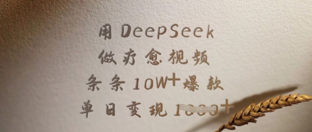 用DeepSeek做疗愈视频，条条10W+爆款，单日变现多张-南友云赚