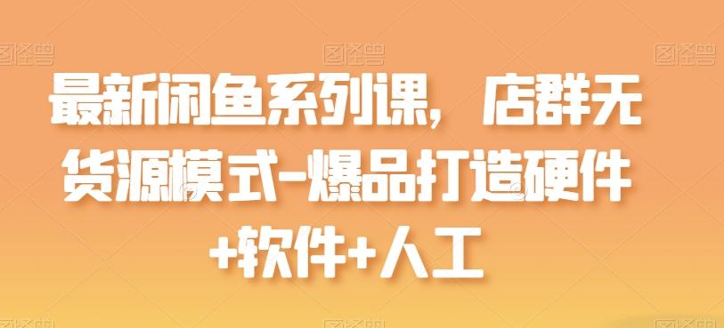 最新闲鱼系列课，店群无货源模式-爆品打造硬件+软件+人工-南友云赚