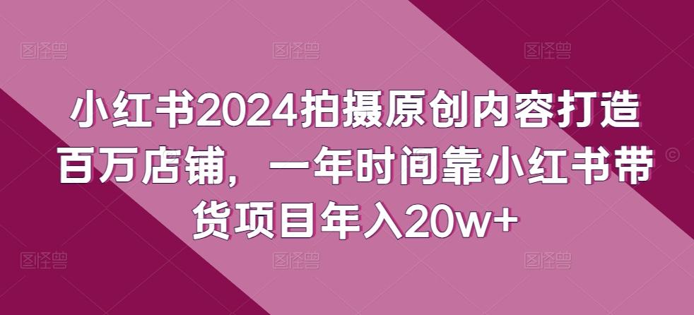 小红书2024拍摄原创内容打造百万店铺，一年时间靠小红书带货项目年入20w+-南友云赚