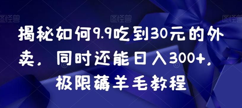 揭秘如何9.9吃到30元的外卖，同时还能日入300+，极限薅羊毛教程-南友云赚