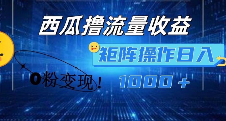 西瓜视频撸流量，简单上手，0粉变现矩阵操作，日入1000+【揭秘】-南友云赚
