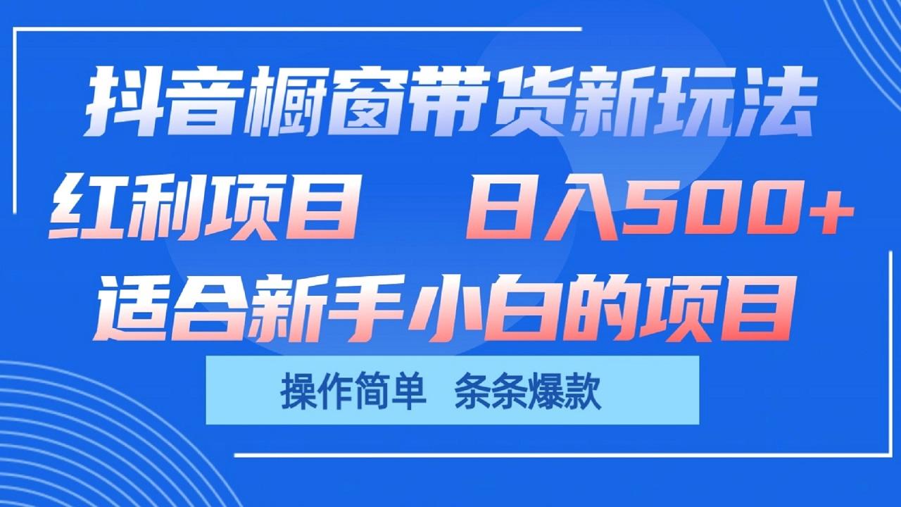 抖音橱窗带货新玩法，单日收益500+，操作简单，条条爆款-南友云赚