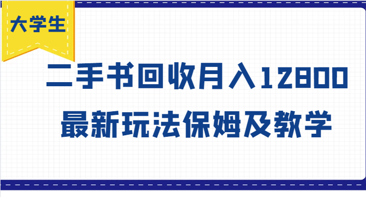 大学生创业风向标，二手书回收月入12800，最新玩法保姆及教学-南友云赚