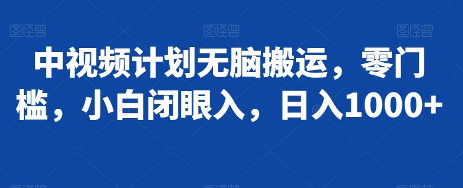 中视频计划无脑搬运，零门槛，小白闭眼入，日入1000+-南友云赚