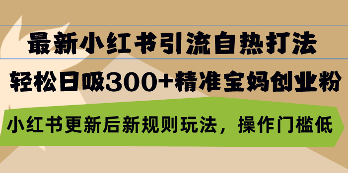 最新小红书引流自热打法，轻松日吸300+精准宝妈创业粉，小红书更新后新…-南友云赚