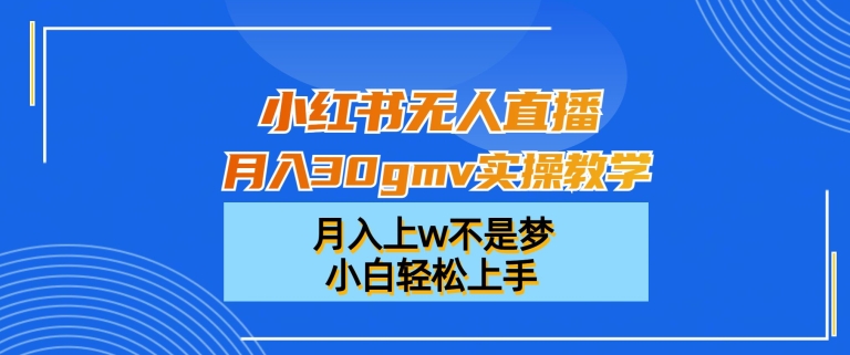 小红书无人直播月入30gmv实操教学，月入上w不是梦，小白轻松上手【揭秘】-南友云赚