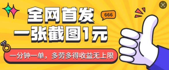 全网首发，一张截图1块钱，一分钟一单，多劳多得，收益无上限-南友云赚