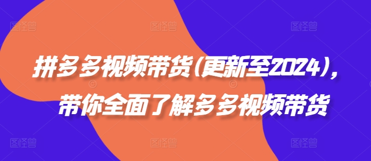 拼多多视频带货(更新至2024)，带你全面了解多多视频带货-南友云赚