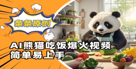 Ai熊猫吃饭爆火视频，条条原创，简单易上手-南友云赚