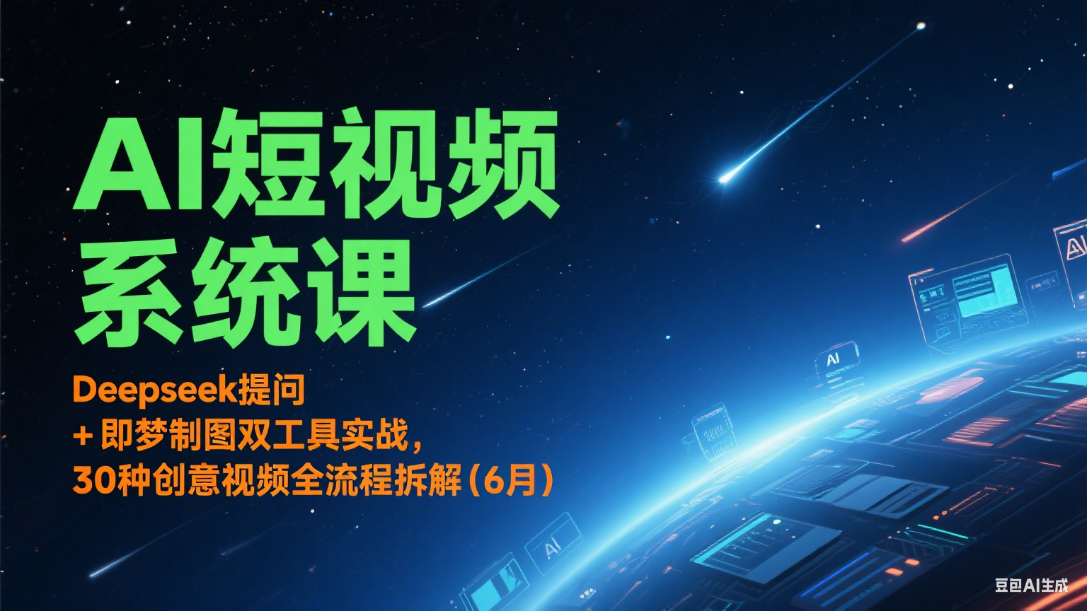 AI短视频系统课：Deepseek提问 + 即梦制图双工具实战，30种创意视频全流程拆解(6月)-南友云赚