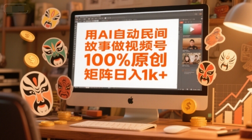 用AI自动民间故事做视频号，100%原创，矩阵日入1k+-南友云赚