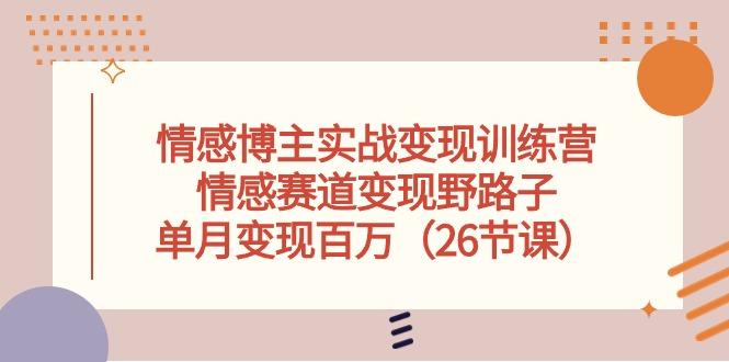 情感博主实战变现训练营，情感赛道变现野路子，单月变现百万(26节课-南友云赚
