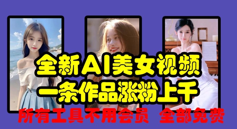 全新AI美女视频，一条作品涨粉上千，所有工具不用会员，全部免费-南友云赚