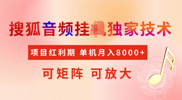 首发搜狐音频挂JI，项目红利期，可矩阵可放大，稳定月入5k【揭秘】-南友云赚