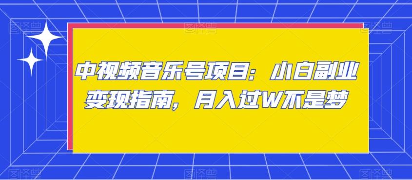 中视频音乐号项目：小白副业变现指南，月入过W不是梦【揭秘】-南友云赚