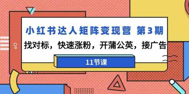 小红书达人矩阵变现营第3期，找对标，快速涨粉，开蒲公英，接广告(11节课)-南友云赚