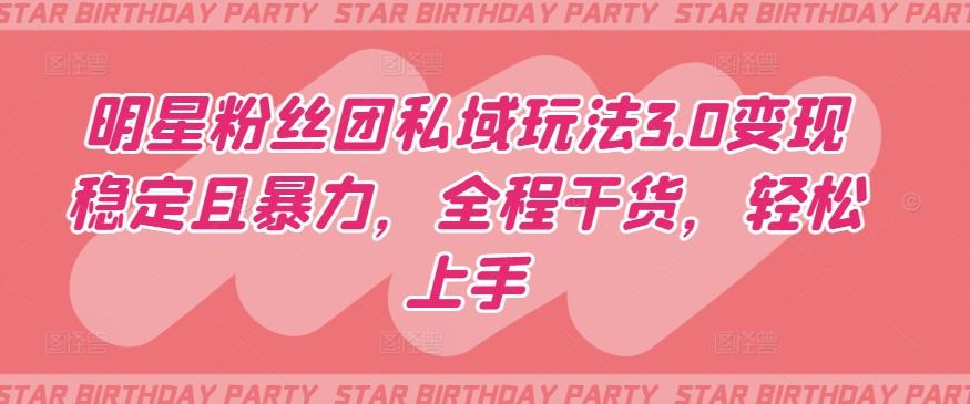 明星粉丝团私域玩法3.0变现稳定且暴力，全程干货，轻松上手【揭秘】-南友云赚