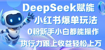 DeepSeek赋能小红书爆单玩法0粉新手小白都能操作，执行力跟上收益轻松上W，懒人勿做-南友云赚