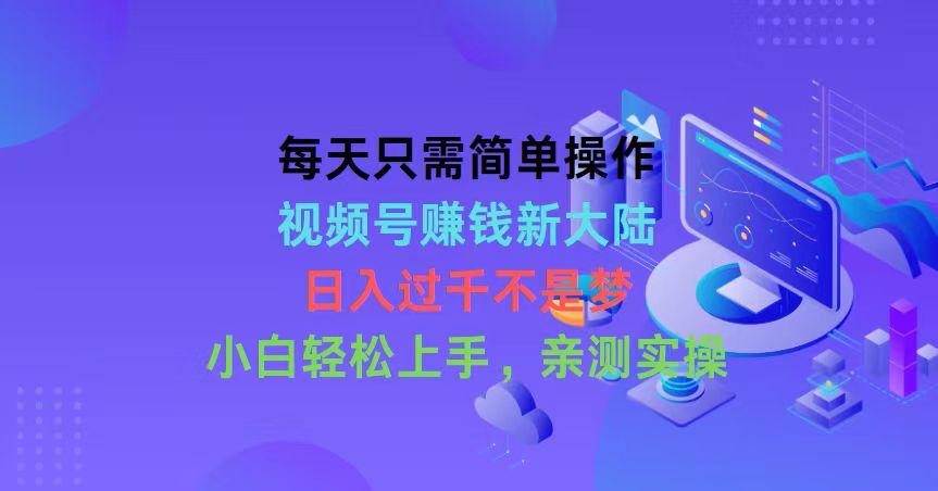 每天只需简单操作，视频号赚钱新大陆，日入过千不是梦，小白轻松上手，…-南友云赚