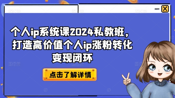 个人ip系统课2024私教班，打造高价值个人ip涨粉转化变现闭环-南友云赚