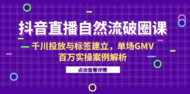 抖音直播自然流破圈课-6月，千川投放与标签建立，单场GMV百万实操案例解析-南友云赚