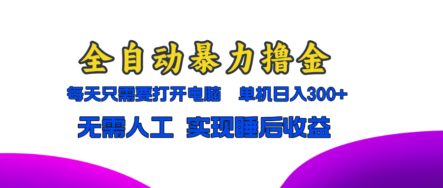 全自动暴力撸金，只需要打开电脑，单机日入300+无需人工，实现睡后收益-南友云赚
