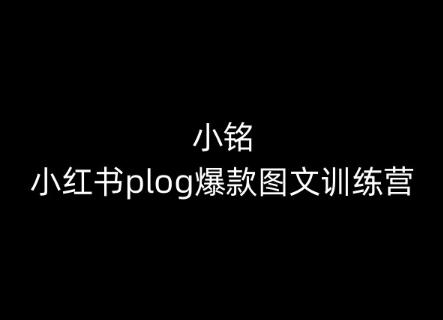 小铭-小红书plog爆款图文训练营，教你从0-1做小红书-南友云赚