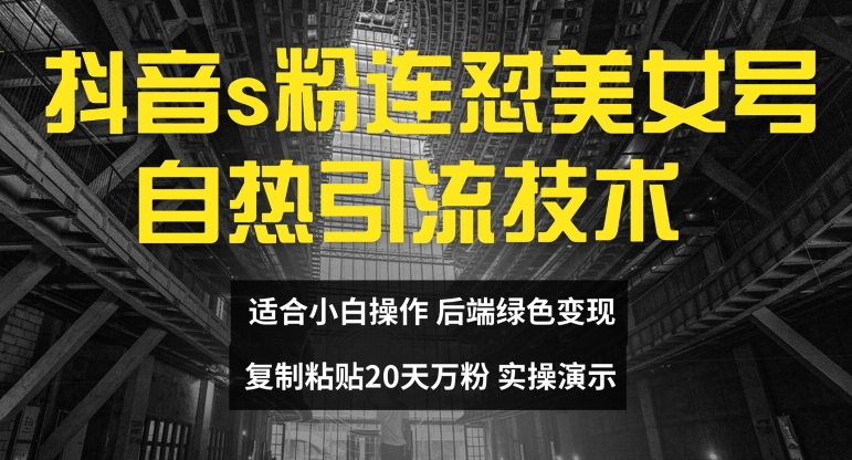 抖音s粉连怼美女号自热引流技术复制粘贴，20天万粉账号，无需实名制，矩阵操作【揭秘】-南友云赚