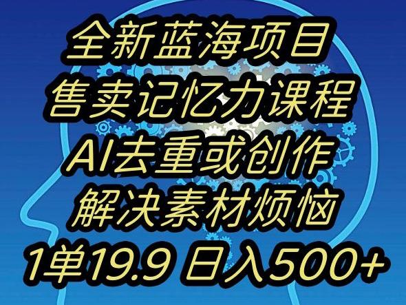 蓝海项目记忆力提升，AI去重，一单19.9日入500+【揭秘】-南友云赚