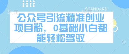 公众号引流精准创业项目粉，0基础小白都能轻松驾驭-南友云赚