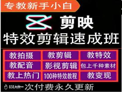 剪映特效教程和运营变现教程，特效剪辑速成班，专教新手小白-南友云赚
