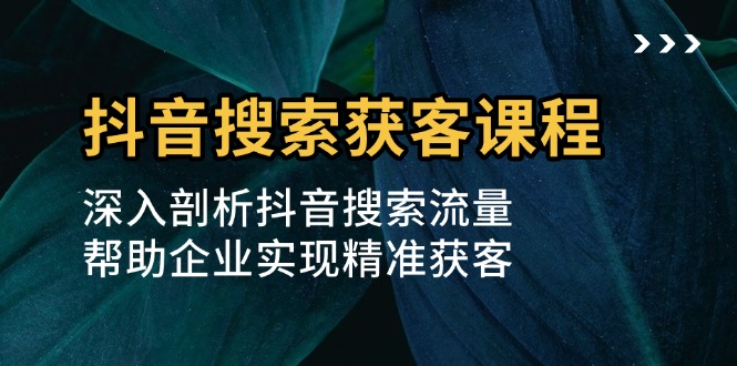 抖音搜索获客课程：深入剖析抖音搜索流量，帮助企业实现精准获客-南友云赚
