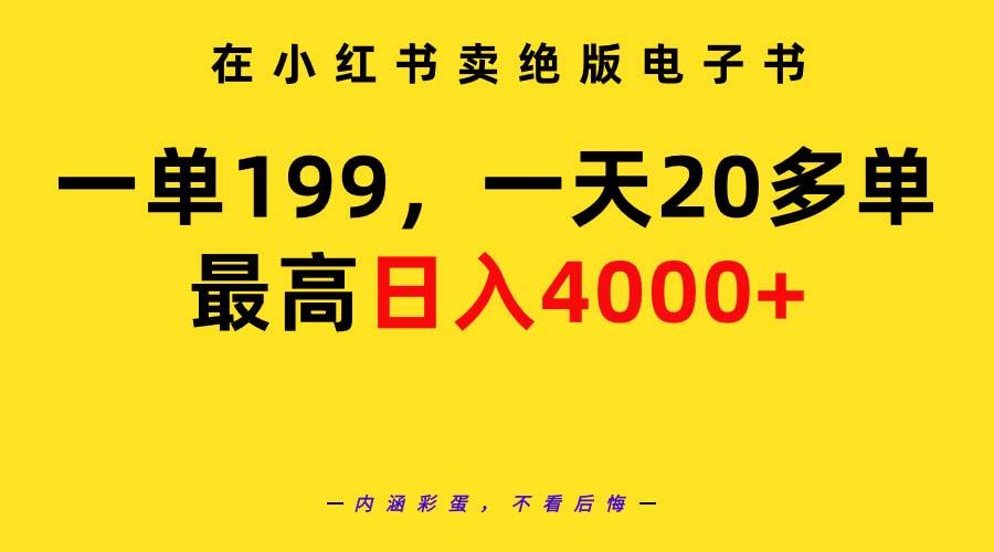 (9401期)在小红书卖绝版电子书，一单199 一天最多搞20多单，最高日入4000+教程+资料-南友云赚
