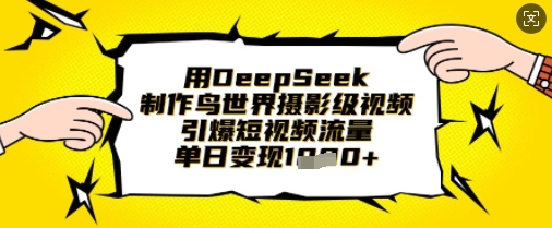 用DeepSeek制作鸟世界摄影级视频，引爆短视频流量，单日变现1k-南友云赚