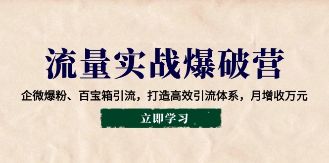 流量实战爆破营：企微爆粉、百宝箱引流，打造高效引流体系，月增收万元-南友云赚