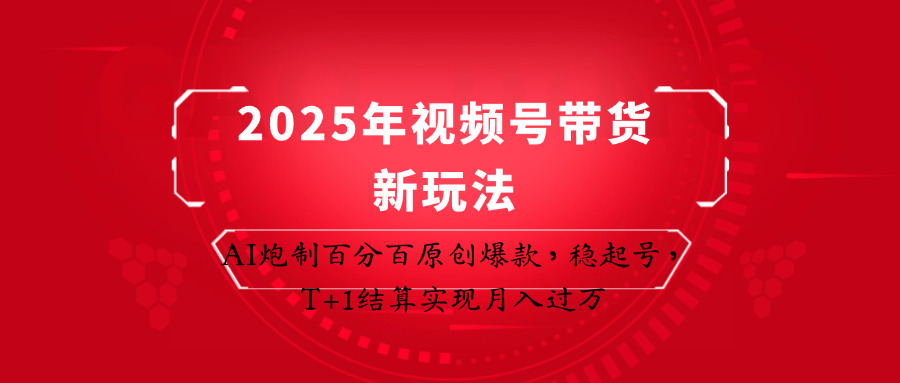 2025年视频号带货新玩法：AI炮制百分百原创爆款，稳起号，T+1结算实现月入过万-南友云赚