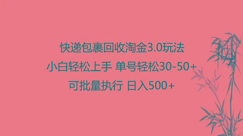 快递包裹回收淘金3.0玩法 无需任何押金 小白轻松上手-南友云赚