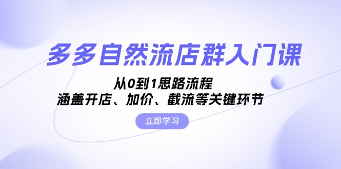 多多自然流店群入门课，从0到1思路流程，涵盖开店、加价、截流等关键环节-南友云赚