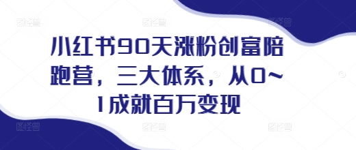 小红书90天涨粉创富陪跑营，​三大体系，从0~1成就百万变现，做小红书的最后一站-南友云赚