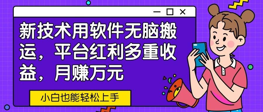 新技术用软件无脑搬运，平台红利多重收益，月赚万元，小白也能轻松上手-南友云赚