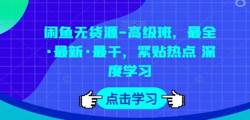 闲鱼无货源-高级班，最全·最新·最干，紧贴热点 深度学习-南友云赚