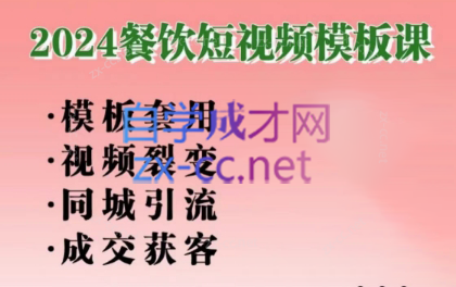 美丽老师·2024餐饮短视频摸版课-南友云赚