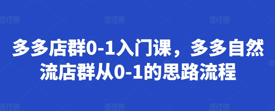 多多店群0-1入门课，多多自然流店群从0-1的思路流程-南友云赚