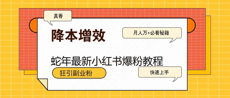 蛇年最新小红书爆粉教程，狂引副业粉，月入万+必看-南友云赚