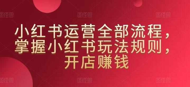 小红书运营全部流程，掌握小红书玩法规则，开店赚钱-南友云赚
